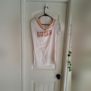 "Queen" off the shoulder shirt.